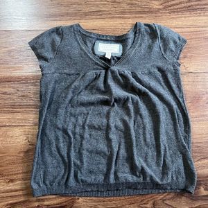 Hertiage Women Shirt Blouse Gray V-Neck Sleeveless Top Cotton Size Medium